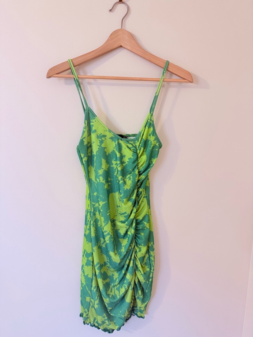 PRETTYLITTLETHING • Green Ruched Slip Dress - Women's